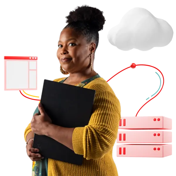 Woman holding a laptop